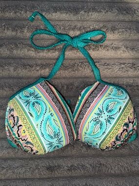 Shade & Shore Teal Paisley Halter Bikini Top